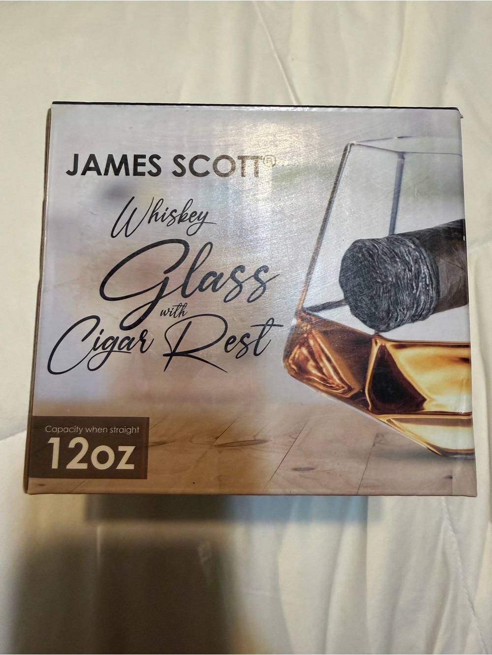 James Scott Whiskey Glass with Cigar Rest - Amber Accent
